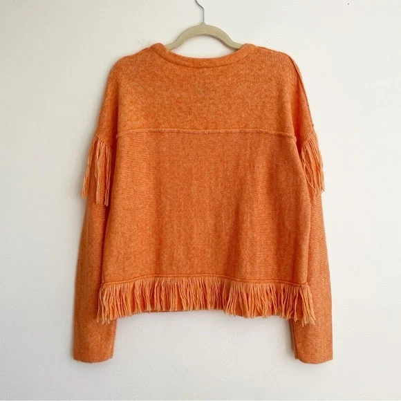 New Raquel Allegra women’s Fringe Western Sweater Knit Soft Designer Cowboy S